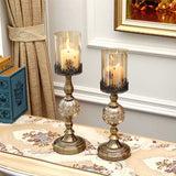 SOGA 2X 42cm Glass Candle Holder Candle Stand Glass/Metal - Cafe Supply