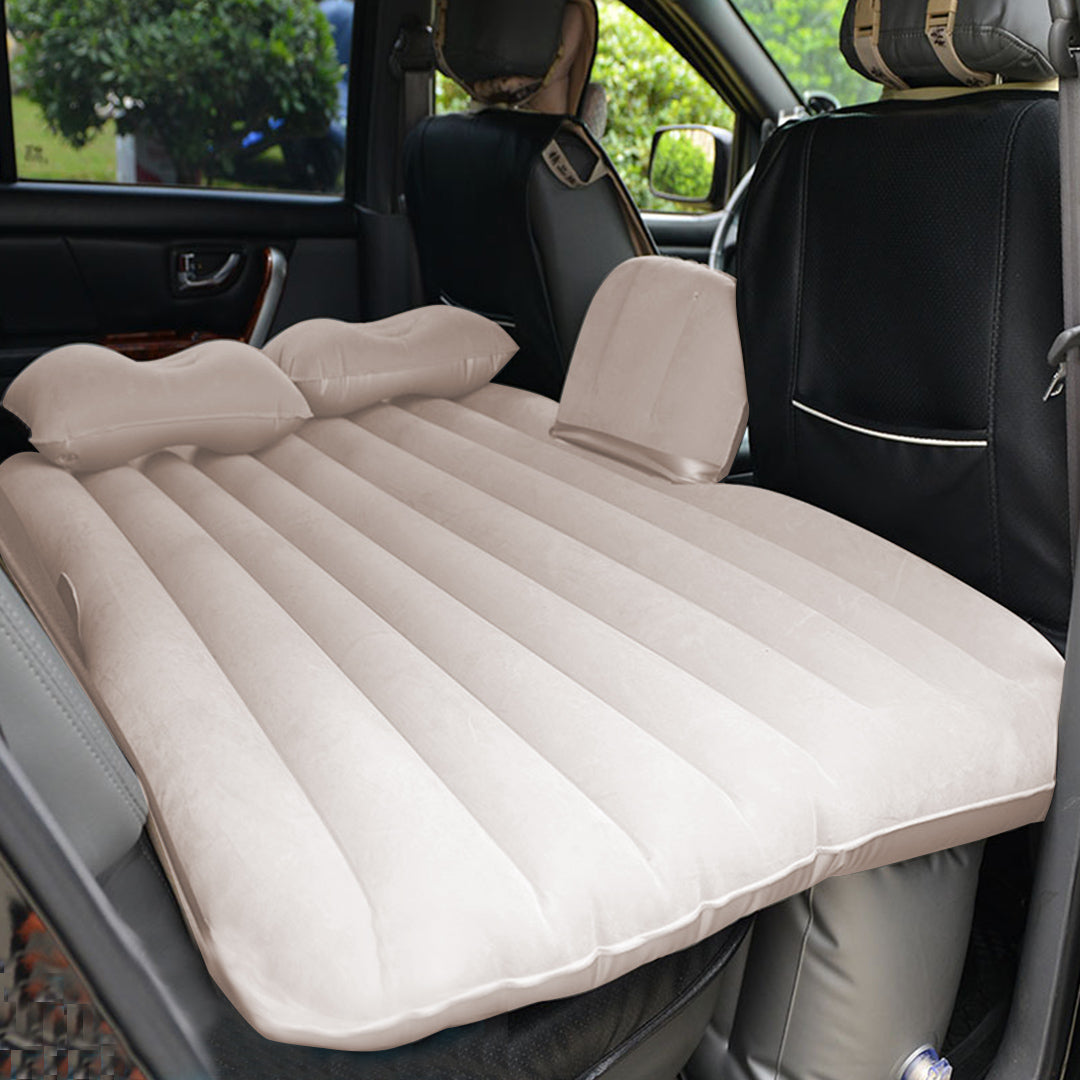 SOGA 2X Inflatable Car Mattress Portable Travel Camping Air Bed Rest Sleeping Bed Beige - Cafe Supply