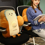 SOGA 2X 48cm Smiley Face Toast Bread Cushion Stuffed Car Seat Plush Cartoon Back Support Pillow Home Decor - Cafe Supply