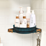 SOGA Green 360 Degree Wall-Mounted Rotating Bathroom Organiser Corner Vanity Rack Toilet Adhesive Storage Shelf - Cafe Supply