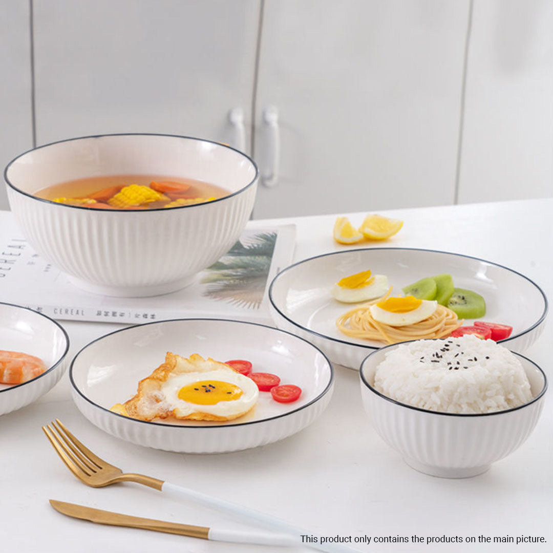 SOGA White Japanese Style Ceramic Dinnerware Crockery Soup Bowl Plate Server Kitchen Home Decor Set of 4 - Cafe Supply