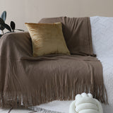 SOGA Coffee Acrylic Knitted Throw Blanket Solid Fringed Warm Cozy Woven Cover Couch Bed Sofa Home Decor - Cafe Supply