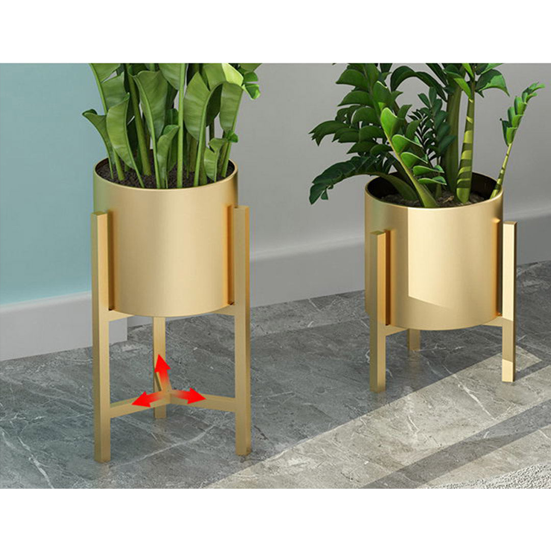 SOGA 45CM Gold Metal Plant Stand with Flower Pot Holder Corner Shelving Rack Indoor Display - Cafe Supply