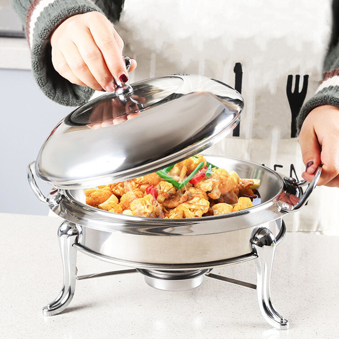 SOGA Stainless Steel Gold Accents Round Buffet Chafing Dish Cater Food Warmer Chafer with Glass Top Lid - Cafe Supply