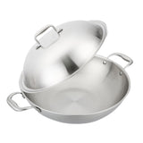 SOGA 2X 3-Ply 38cm Stainless Steel Double Handle Wok Frying Fry Pan Skillet with Lid - Cafe Supply