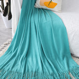 SOGA 2X Teal Acrylic Knitted Throw Blanket Solid Fringed Warm Cozy Woven Cover Couch Bed Sofa Home Decor - Cafe Supply