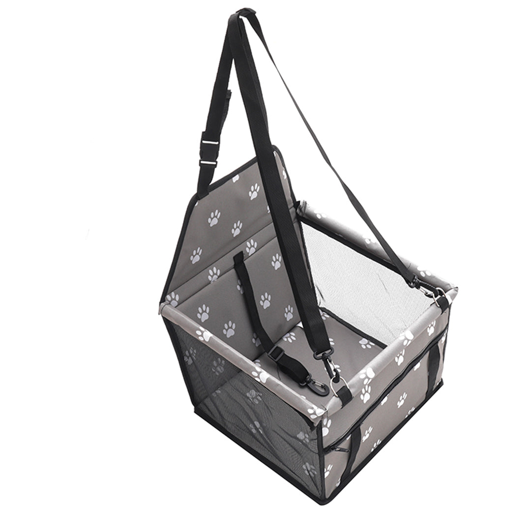 SOGA 2X Waterproof Pet Booster Car Seat Breathable Mesh Safety Travel Portable Dog Carrier Bag Grey - Cafe Supply