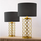 SOGA 2X Golden Hollowed Out Base Table Lamp with Dark Shade - Cafe Supply