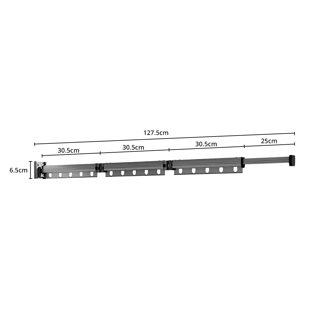 SOGA 2X 127.5cm Wall-Mounted Clothing Dry Rack Retractable Space-Saving Foldable Hanger - Cafe Supply