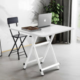 SOGA White Dining Table Portable Square Surface Space Saving Folding Desk with Lacquered Legs  Home Decor - Cafe Supply
