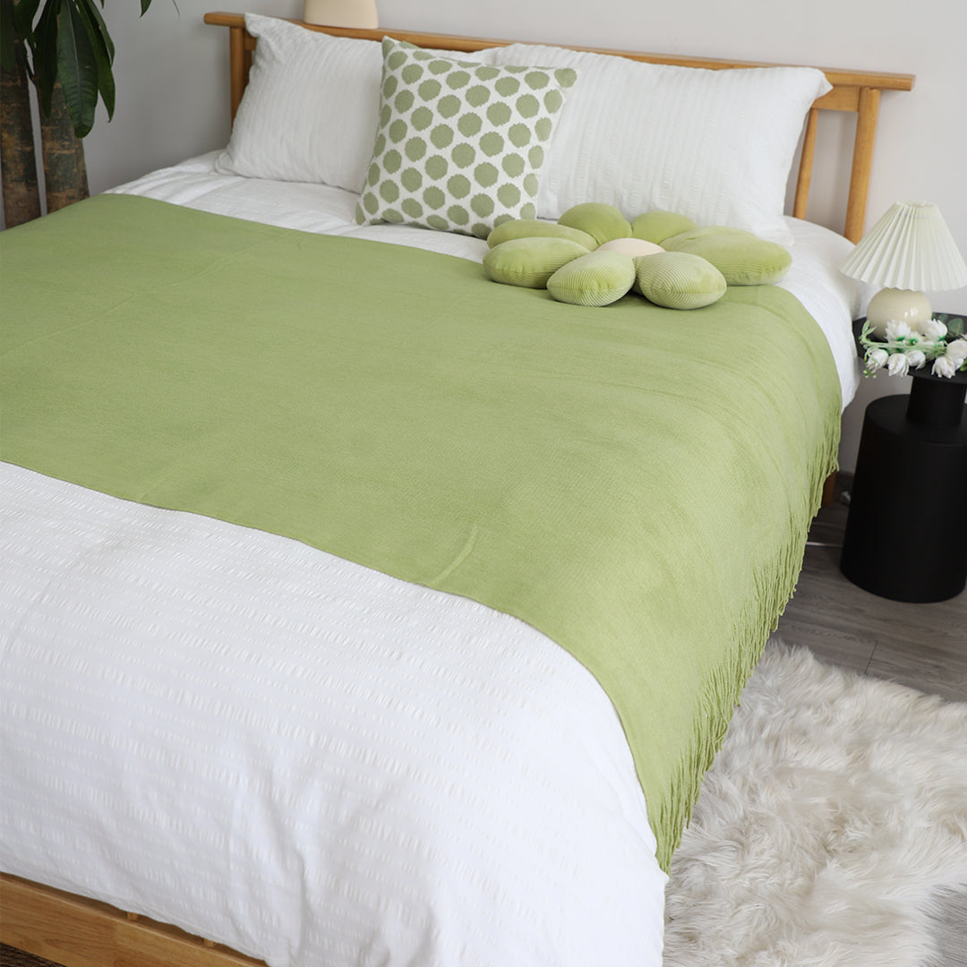 SOGA 2X Green Acrylic Knitted Throw Blanket Solid Fringed Warm Cozy Woven Cover Couch Bed Sofa Home Decor - Cafe Supply
