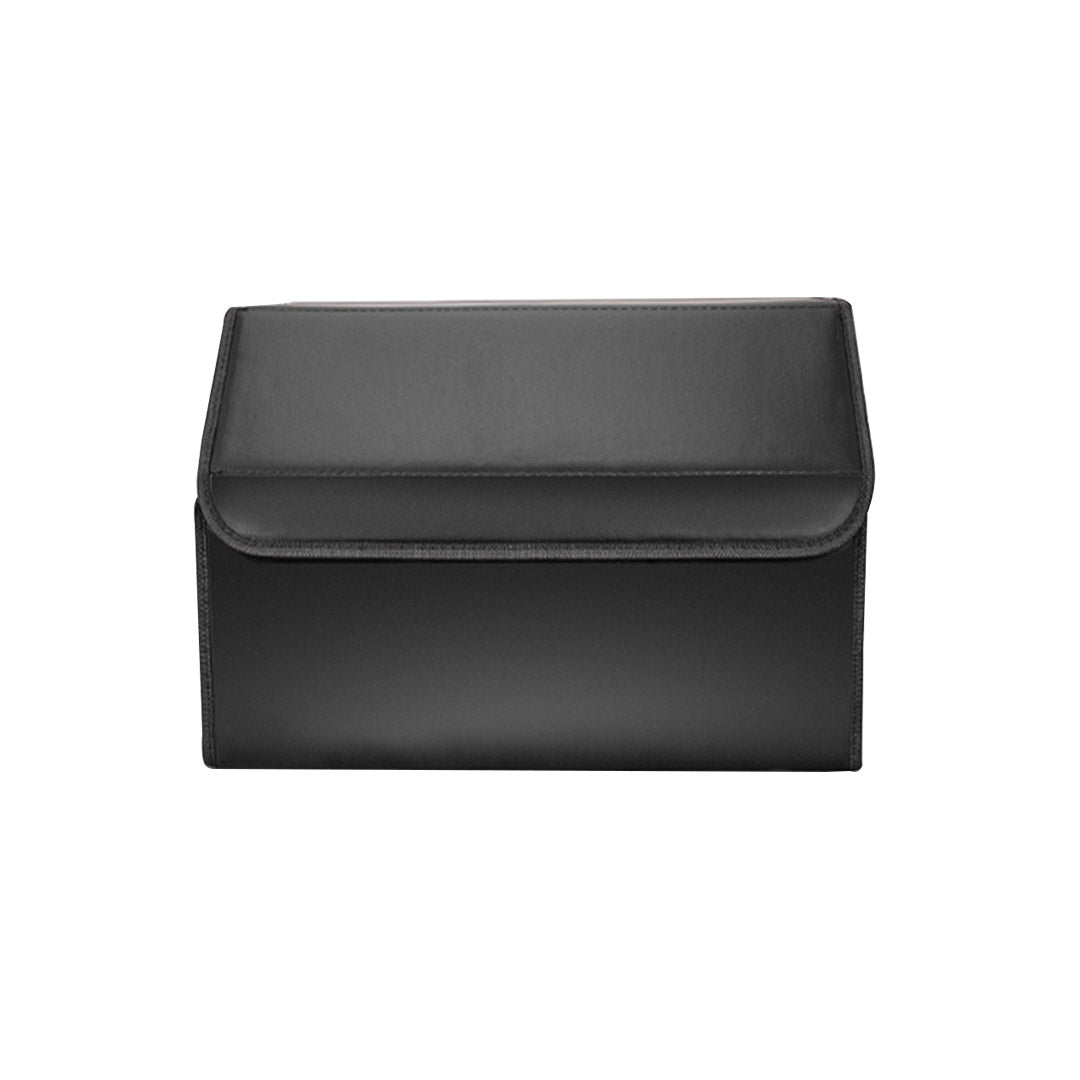 SOGA 2X Leather Car Boot Collapsible Foldable Trunk Cargo Organizer Portable Storage Box Black Medium - Cafe Supply