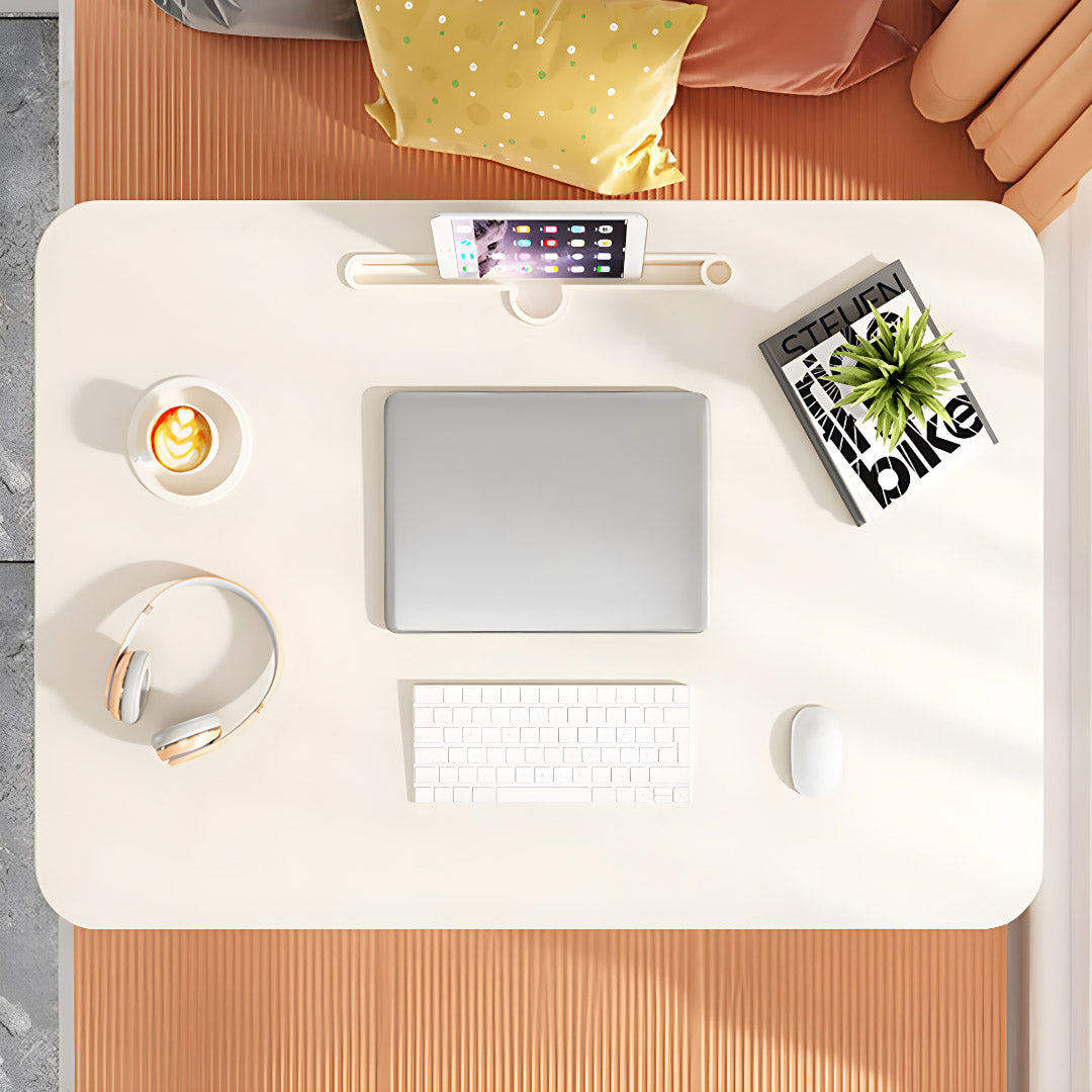 SOGA 2X White Portable Bed Table Adjustable Folding Mini Desk With Cup-Holder Home Decor - Cafe Supply