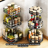 SOGA 2X 3 Tier Steel Black Square Rotating Multi-Function Kitchen Portable Storage Spice Seasoning Kitchen Countertop Organiser Shelf - Cafe Supply