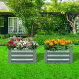 SOGA 100cm Square Galvanised Raised Garden Bed Vegetable Herb Flower Outdoor Planter Box - Cafe Supply
