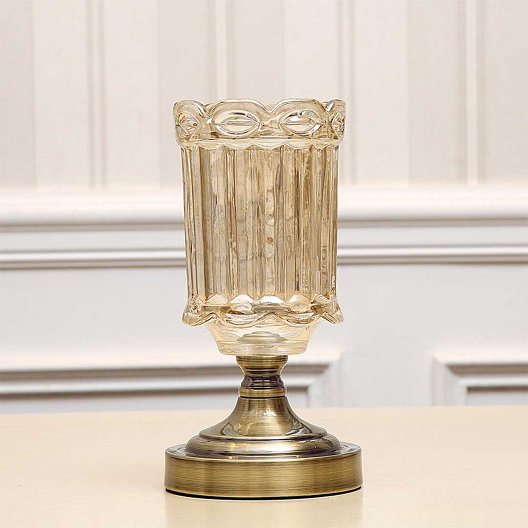 SOGA 2X 25cm Transparent Glass Flower Vase with Metal Base Filler Vase - Cafe Supply
