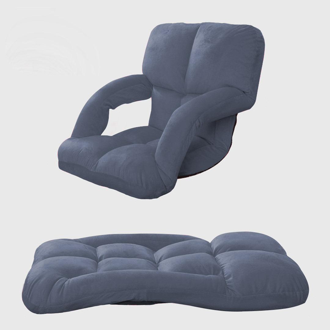 SOGA Foldable Lounge Cushion Adjustable Floor Lazy Recliner Chair with Armrest Grey - Cafe Supply