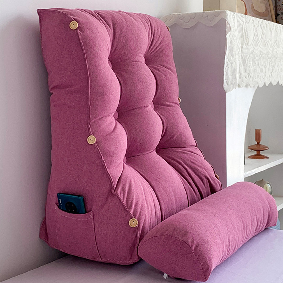 SOGA 2X 60cm Magenta Triangular Wedge Lumbar Pillow Headboard Backrest Sofa Bed Cushion Home Decor - Cafe Supply
