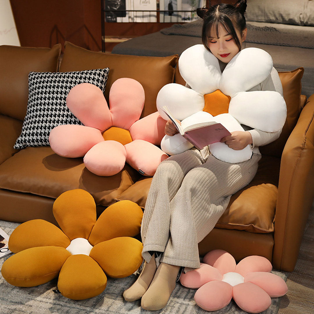 SOGA Coffee Daisy Flower Shape Cushion Soft Leaning Bedside Pad Floor Plush Pillow Home Decor - Cafe Supply