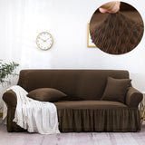 SOGA 4-Seater Coffee Sofa Cover with Ruffled Skirt Couch Protector High Stretch Lounge Slipcover Home Decor - Cafe Supply
