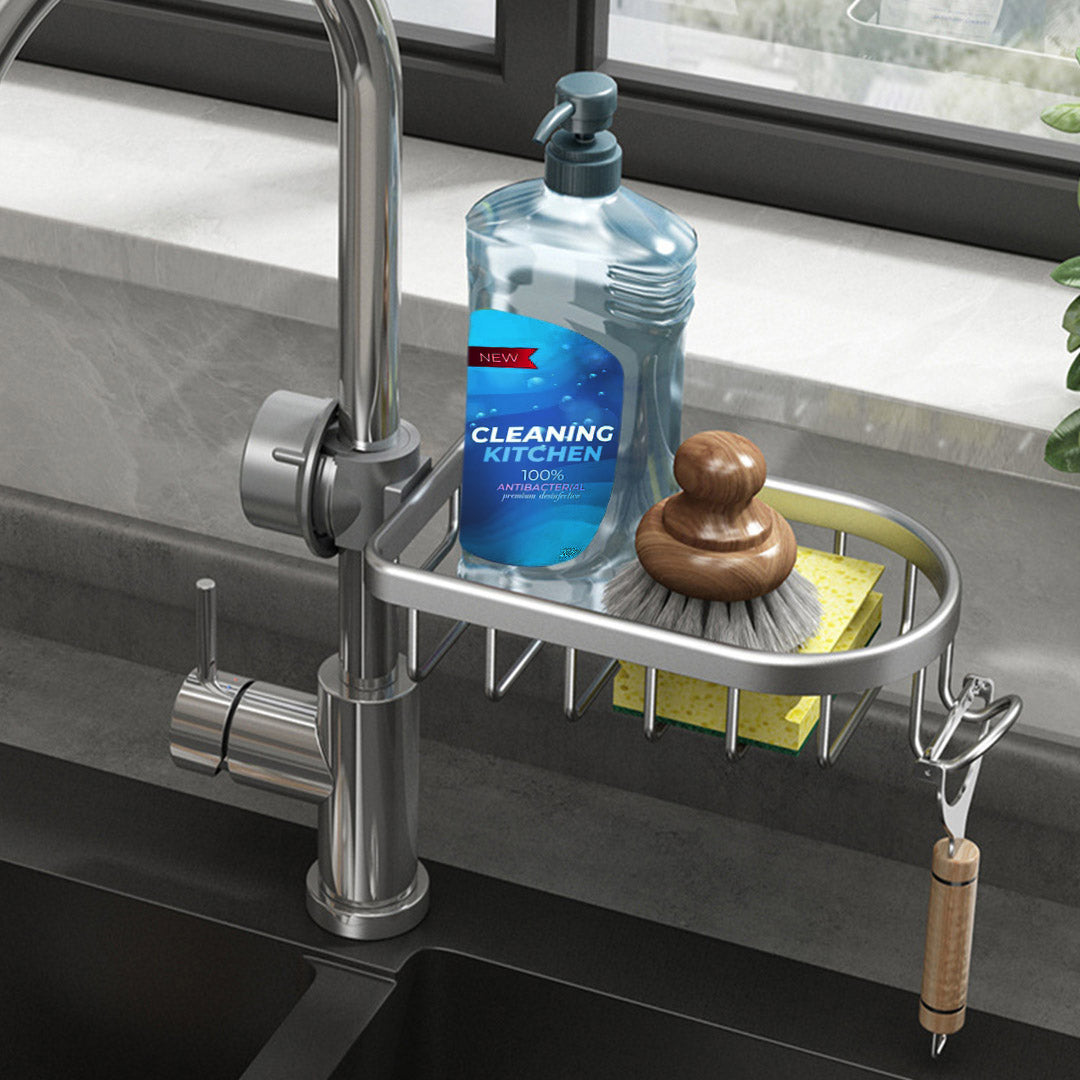 SOGA Dark Grey Single Kitchen Sink Organiser Faucet Soap Sponge Caddy Rack Storage Drainer - Cafe Supply