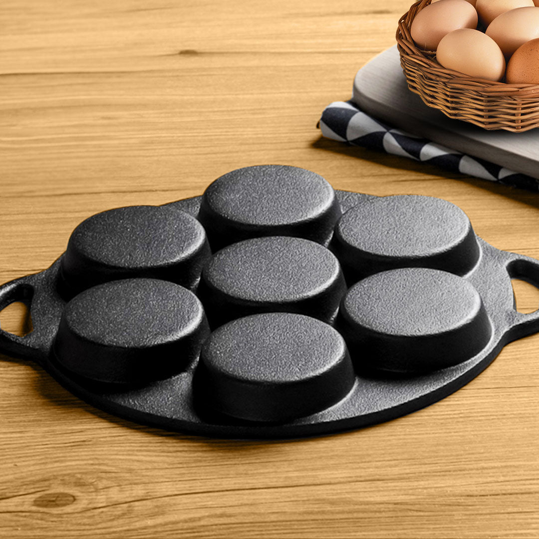 SOGA 2X 31.5cm Cast Iron Takoyaki Fry Pan Octopus Balls Maker 7 Hole Cavities Grill Mold - Cafe Supply