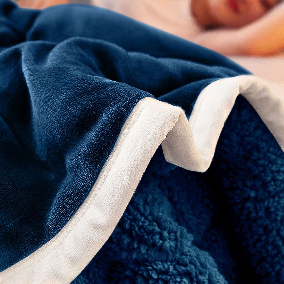 SOGA 2X Navy Blue Throw Blanket Warm Cozy Double Sided Thick Flannel Coverlet Fleece Bed Sofa Comforter - Cafe Supply