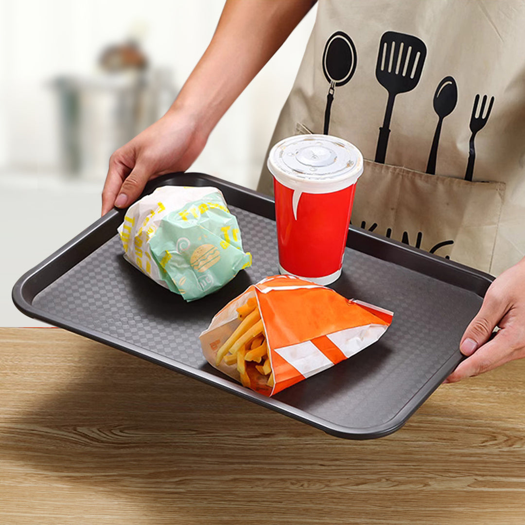 SOGA Rectangular Serving Tray Heavy Duty Waterproof Stackable Plastic Food Snack Pan Set of 10 Coffee - Cafe Supply