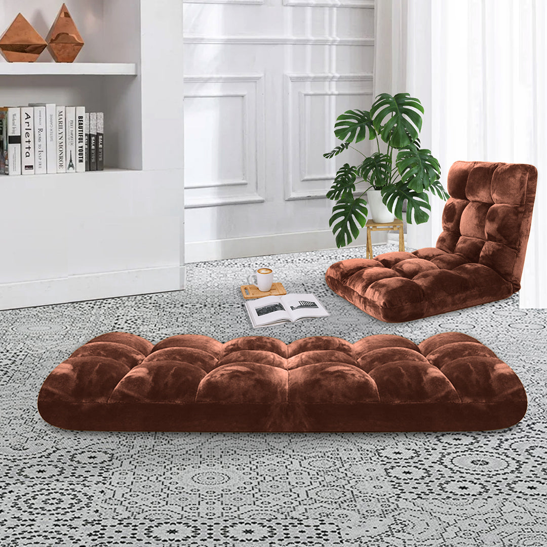 SOGA 2X Floor Recliner Folding Lounge Sofa Futon Couch Folding Chair Cushion Coffee - Cafe Supply
