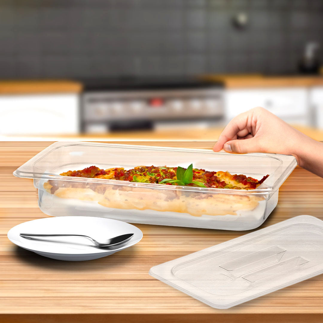 SOGA 65mm Clear Gastronorm GN Pan 1/3 Food Tray Storage Bundle of 4 with Lid - Cafe Supply