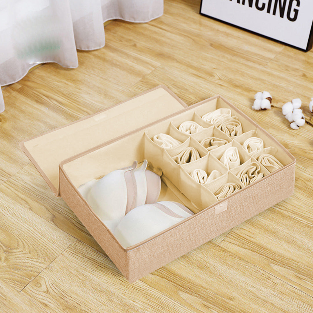SOGA 2X Beige Flip Top Underwear Storage Box Foldable Wardrobe Partition Drawer Home Organiser - Cafe Supply
