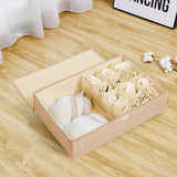 SOGA 2X Beige Flip Top Underwear Storage Box Foldable Wardrobe Partition Drawer Home Organiser - Cafe Supply
