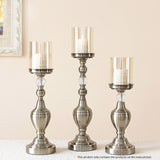 SOGA 49.5cm Glass Candlestick Candle Holder Stand Pillar Glass/Iron Metal - Cafe Supply
