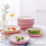SOGA Pink Japanese Style Ceramic Dinnerware Crockery Soup Bowl Plate Server Kitchen Home Decor Set of 10 - Cafe Supply