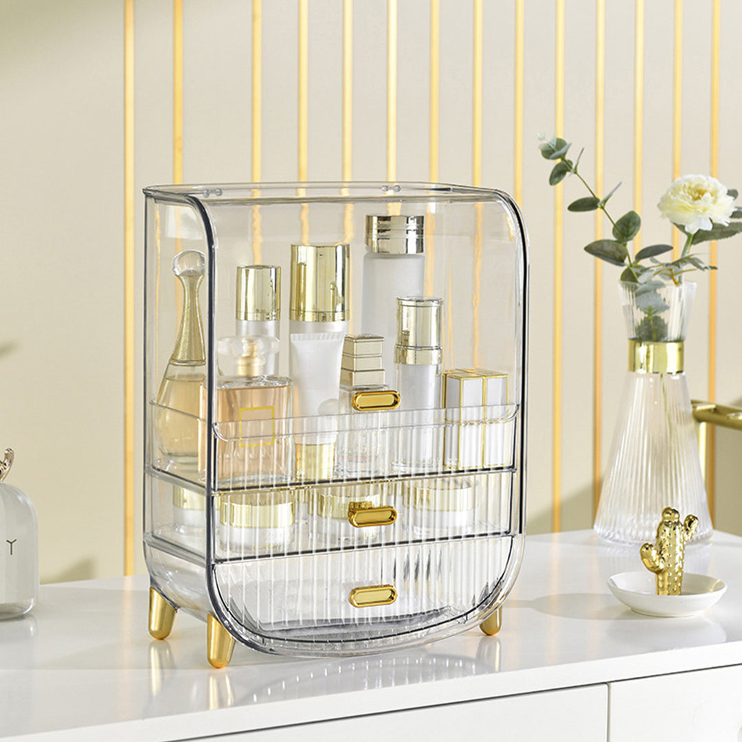 SOGA 2X 3 Tier Transparent Multifunctional Countertop Cosmetic Storage Makeup Perfume Skincare Display Stand Shelf Drawer Type Organiser - Cafe Supply