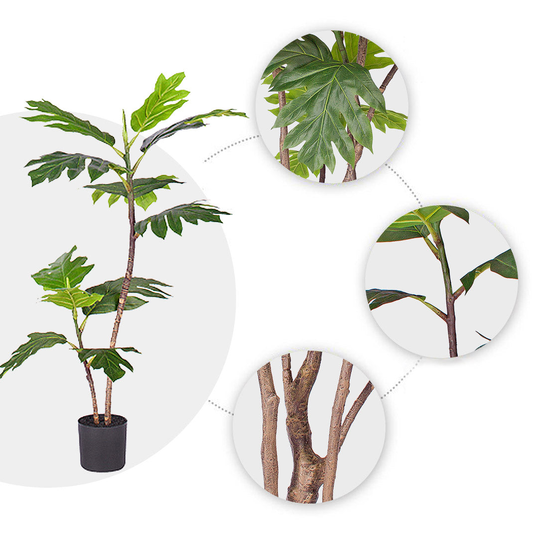 SOGA 4X 90cm 2-Trunk Artificial Natural Green Split-Leaf Philodendron Tree Fake Tropical Indoor Plant Home Office Decor - Cafe Supply