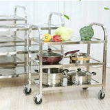 SOGA 3 Tier 85x45x90cm Stainless Steel Kitchen Dinning Food Cart Trolley Utility Size Medium - Cafe Supply