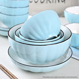 SOGA Blue Japanese Style Ceramic Dinnerware Crockery Soup Bowl Plate Server Kitchen Home Decor Set of 10 - Cafe Supply