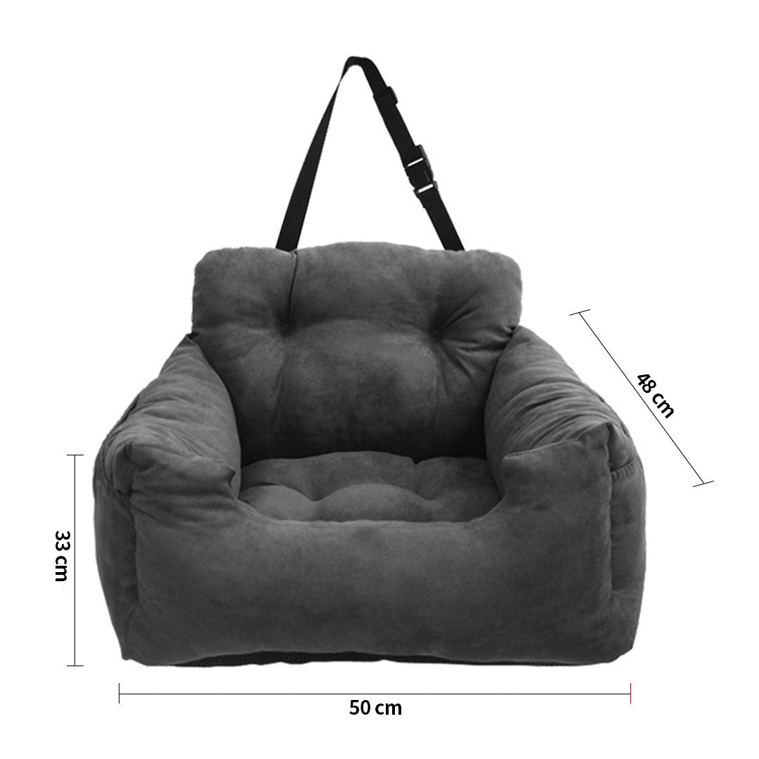 SOGA Grey Pet Car Seat Sofa Safety Soft Padded Portable Travel Carrier Bed - Cafe Supply