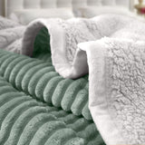 SOGA 2X Light Green Throw Blanket Warm Cozy Double Sided Thick Flannel Coverlet Fleece Bed Sofa Comforter - Cafe Supply