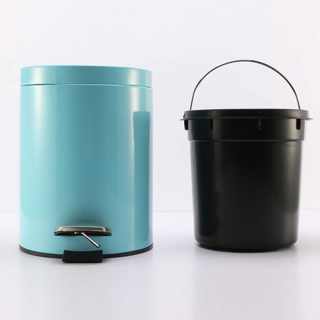SOGA 2X 7L Foot Pedal Stainless Steel Rubbish Recycling Garbage Waste Trash Bin Round Blue - Cafe Supply