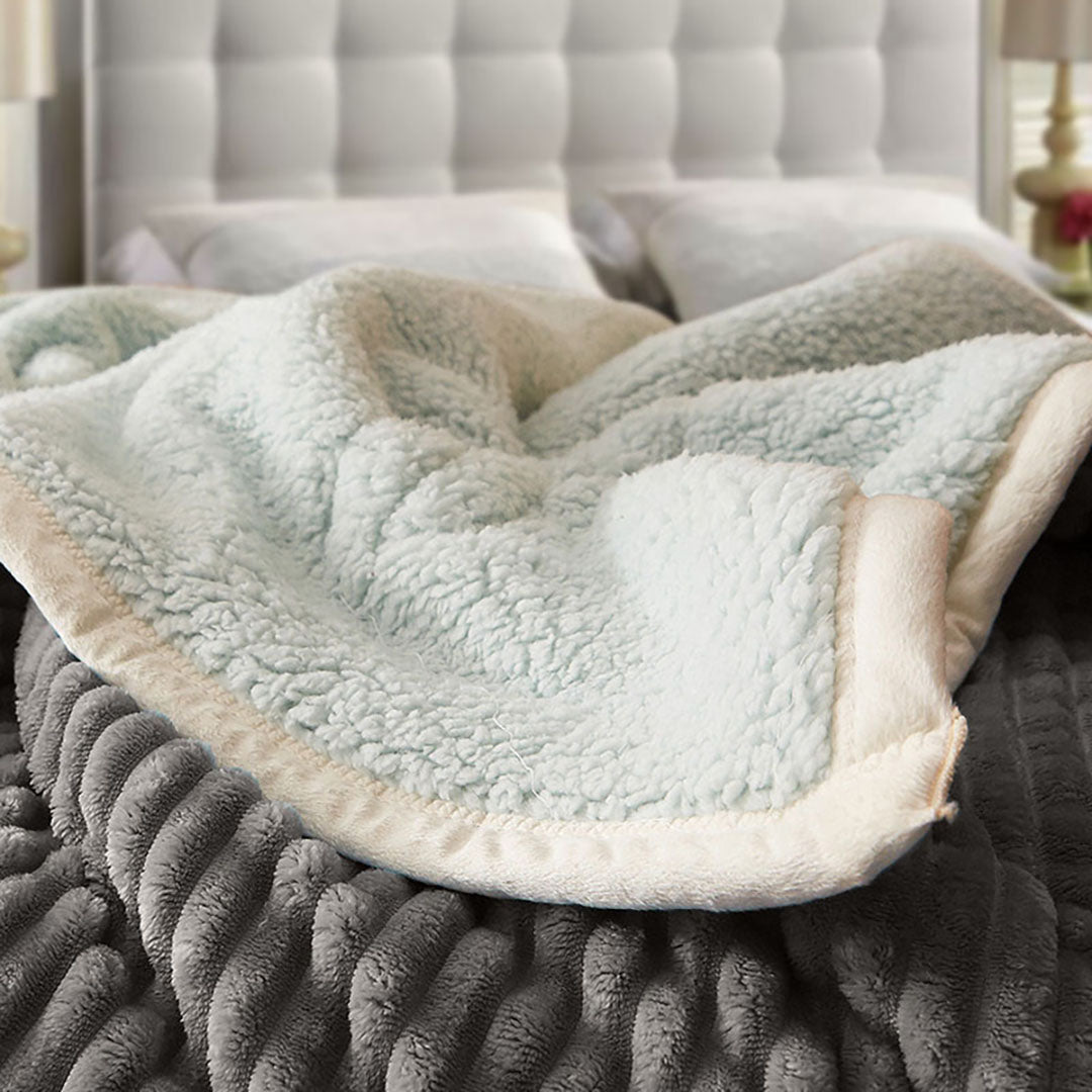 SOGA 2X Grey Throw Blanket Warm Cozy Double Sided Thick Flannel Coverlet Fleece Bed Sofa Comforter - Cafe Supply