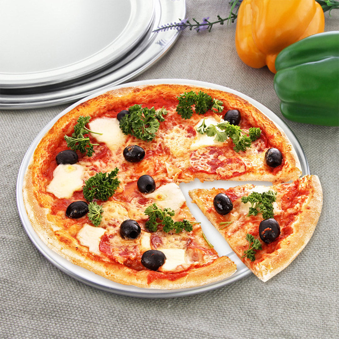 SOGA 6X 12-inch Round Aluminum Steel Pizza Tray Home Oven Baking Plate Pan - Cafe Supply