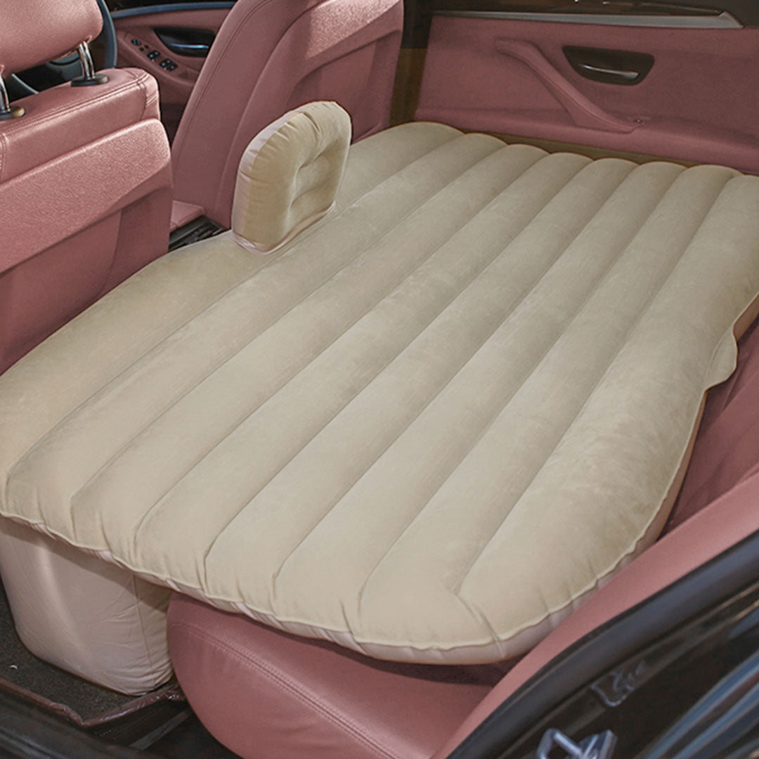SOGA 2X Beige Stripe Inflatable Car Mattress Portable Camping Rest Air Bed Travel Compact Sleeping Kit Essentials - Cafe Supply
