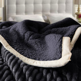 SOGA 2X Black Throw Blanket Warm Cozy Double Sided Thick Flannel Coverlet Fleece Bed Sofa Comforter - Cafe Supply