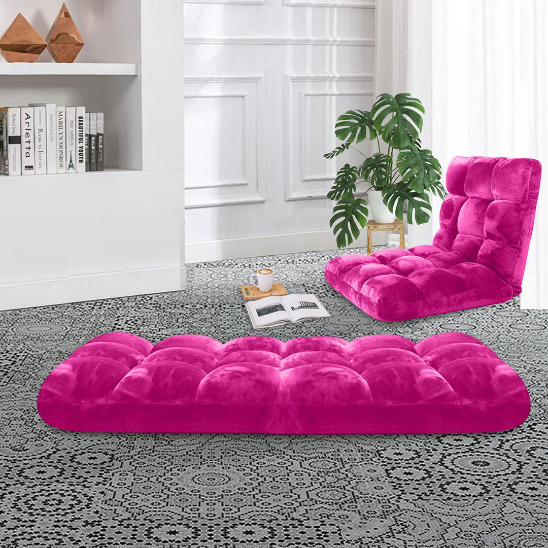 SOGA 4X Floor Recliner Folding Lounge Sofa Futon Couch Folding Chair Cushion Pink - Cafe Supply