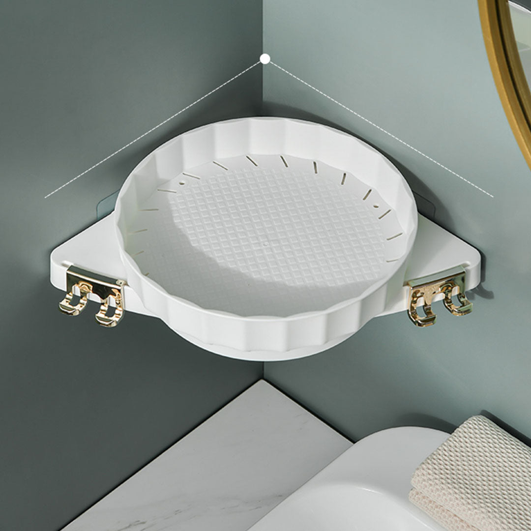 SOGA 2X White 360 Degree Wall-Mounted Rotating Bathroom Organiser Corner Vanity Rack Toilet Adhesive Storage Shelf - Cafe Supply