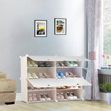 SOGA 4 Tier 2 Column White Shoe Rack Organizer Sneaker Footwear Storage Stackable Stand Cabinet Portable Wardrobe with Cover - Cafe Supply