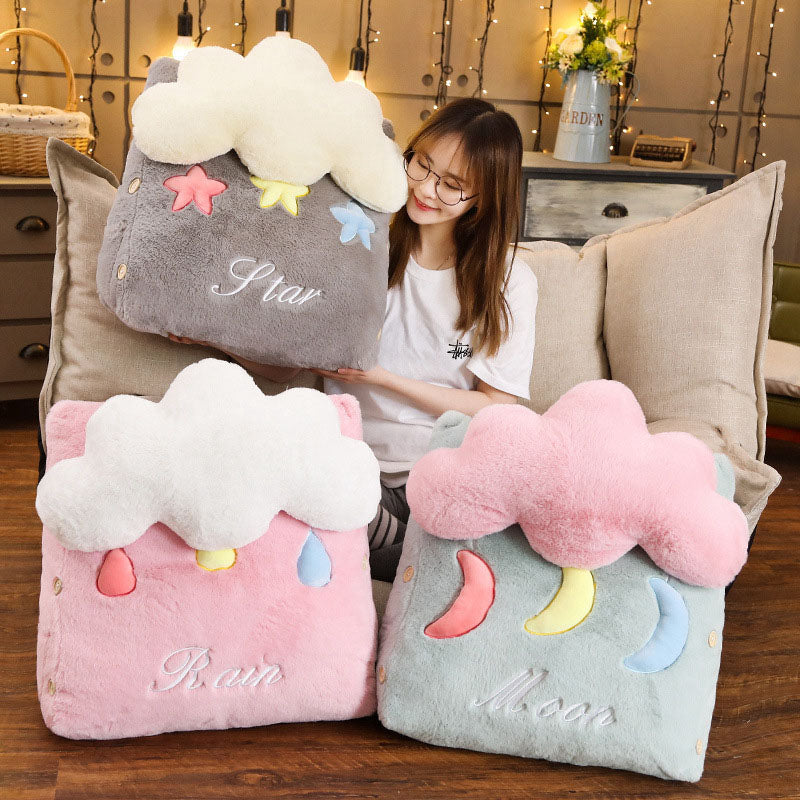 SOGA 2X Pink Cute Cloud Cushion Soft Leaning Lumbar Wedge Pillow Bedside Plush Home Decor - Cafe Supply