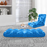 SOGA 2X Floor Recliner Folding Lounge Sofa Futon Couch Folding Chair Cushion Blue - Cafe Supply